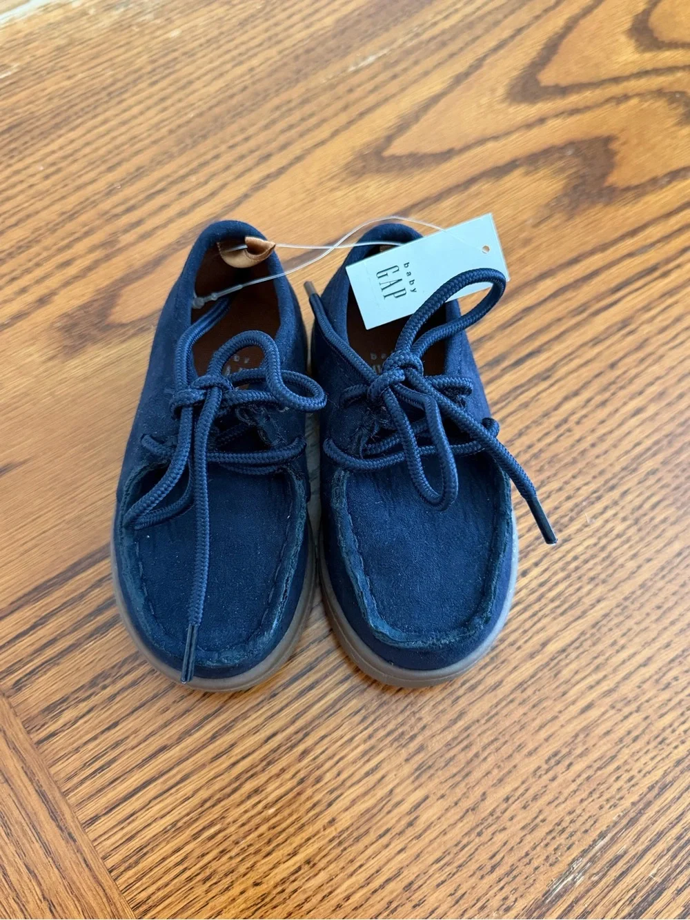 GAP Navy Suede Moccasin Sneakers with Tan Sole